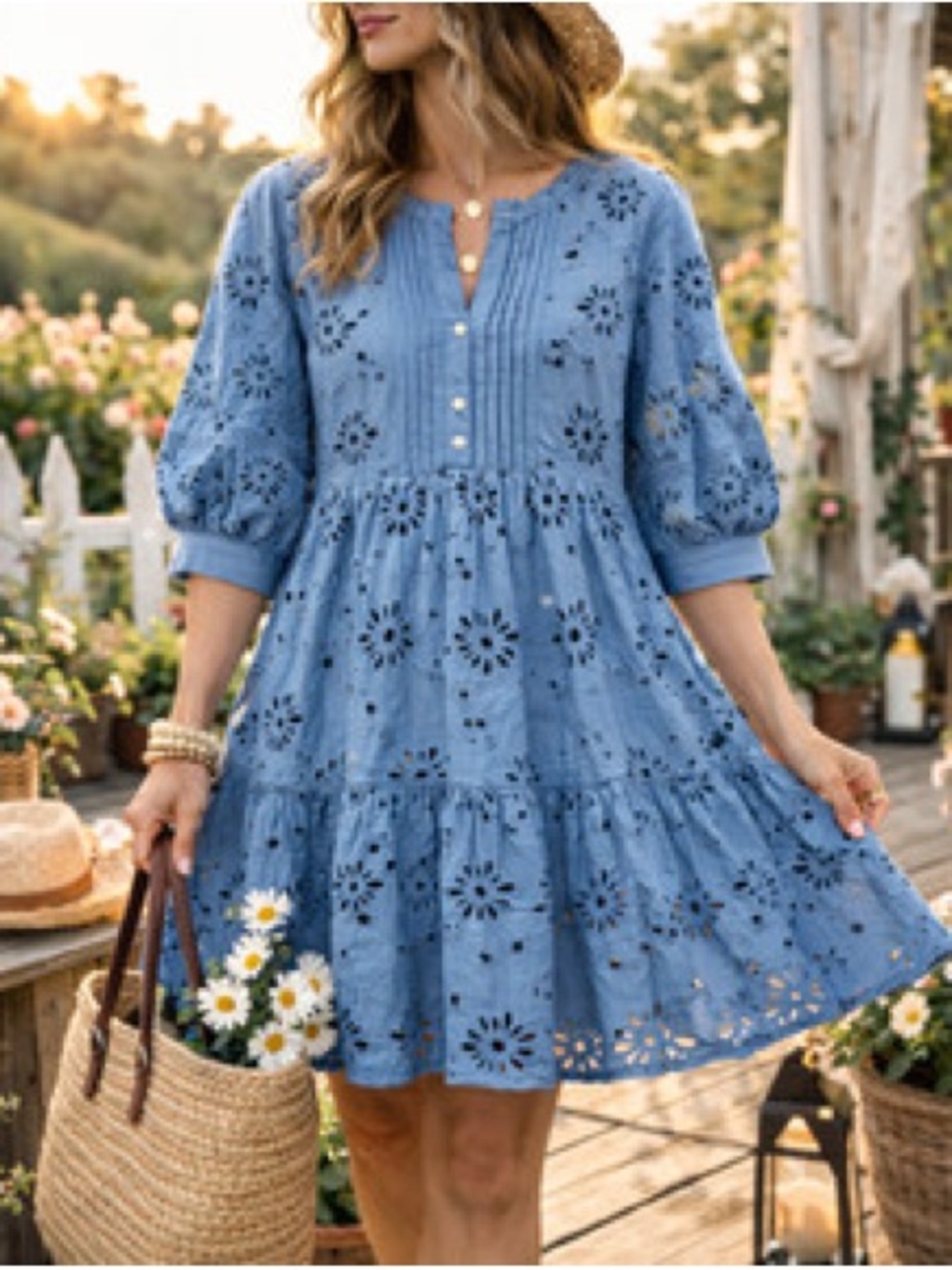 ANTHROPOLOGIE DRA EYELET MINI DRESS